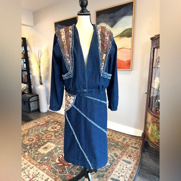 Vintage Noah’s Flood Denim Patchwork Jacket and Skirt - Picture 14 of 16